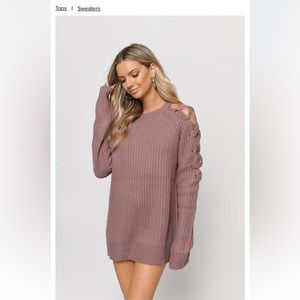 Mauve Lace Up Sweater